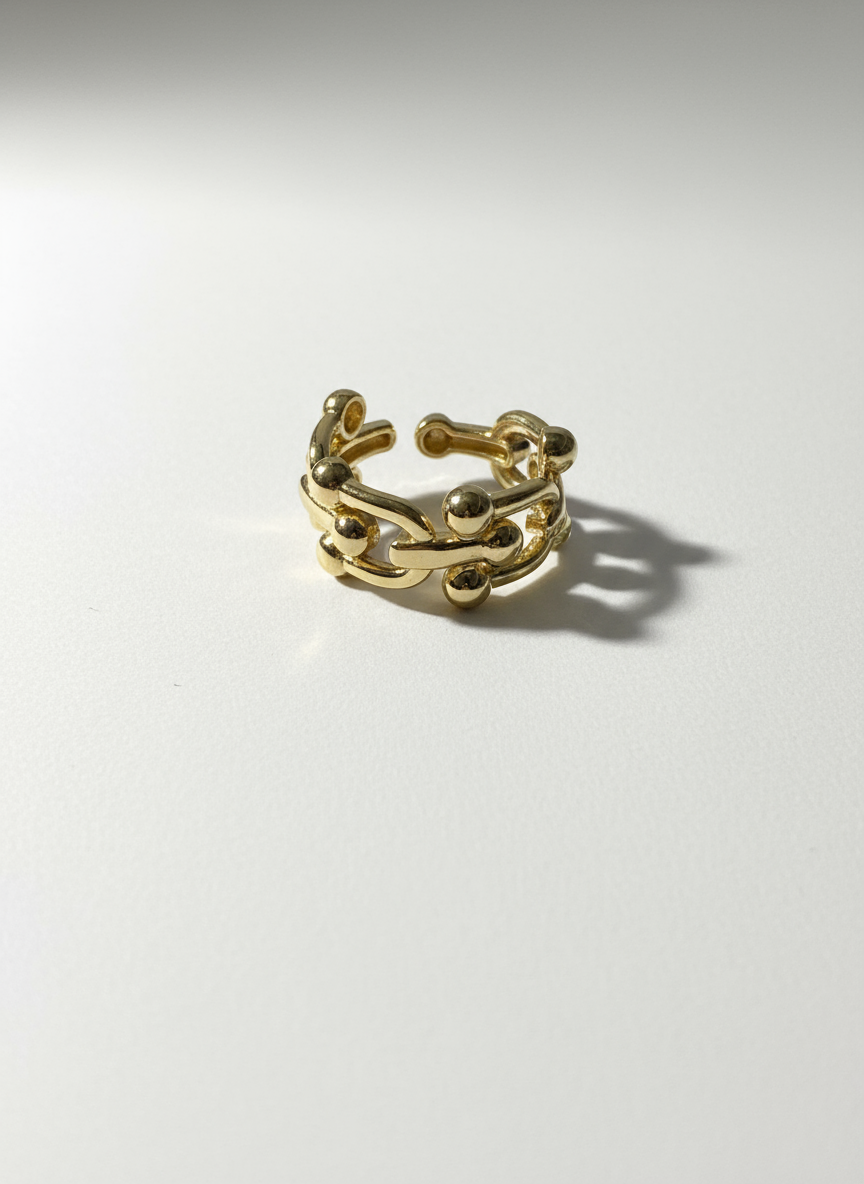 Bague OPHEL en acier inoxydable plaqué or
