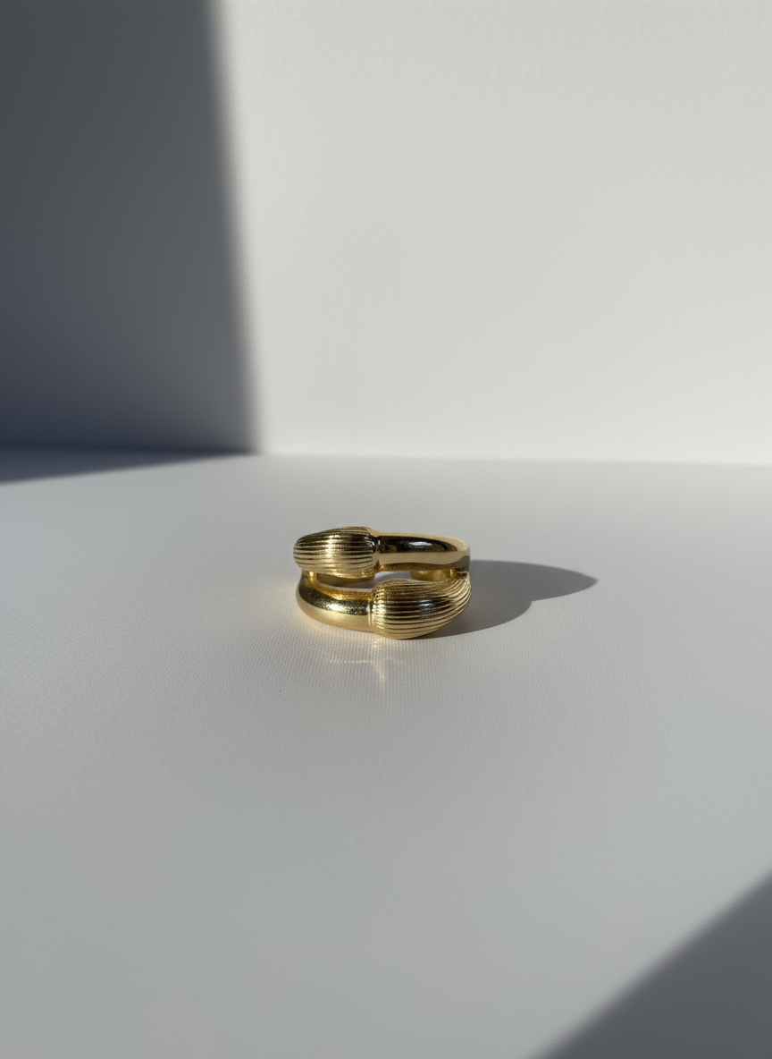 Bague NOAÉ en acier inoxydable plaqué or