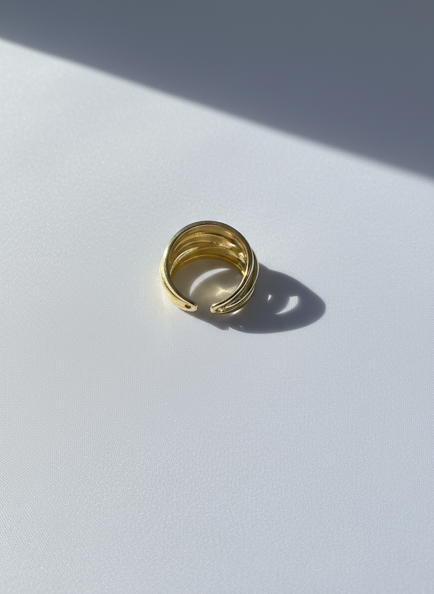 Bague AONA en acier inoxydable plaqué or