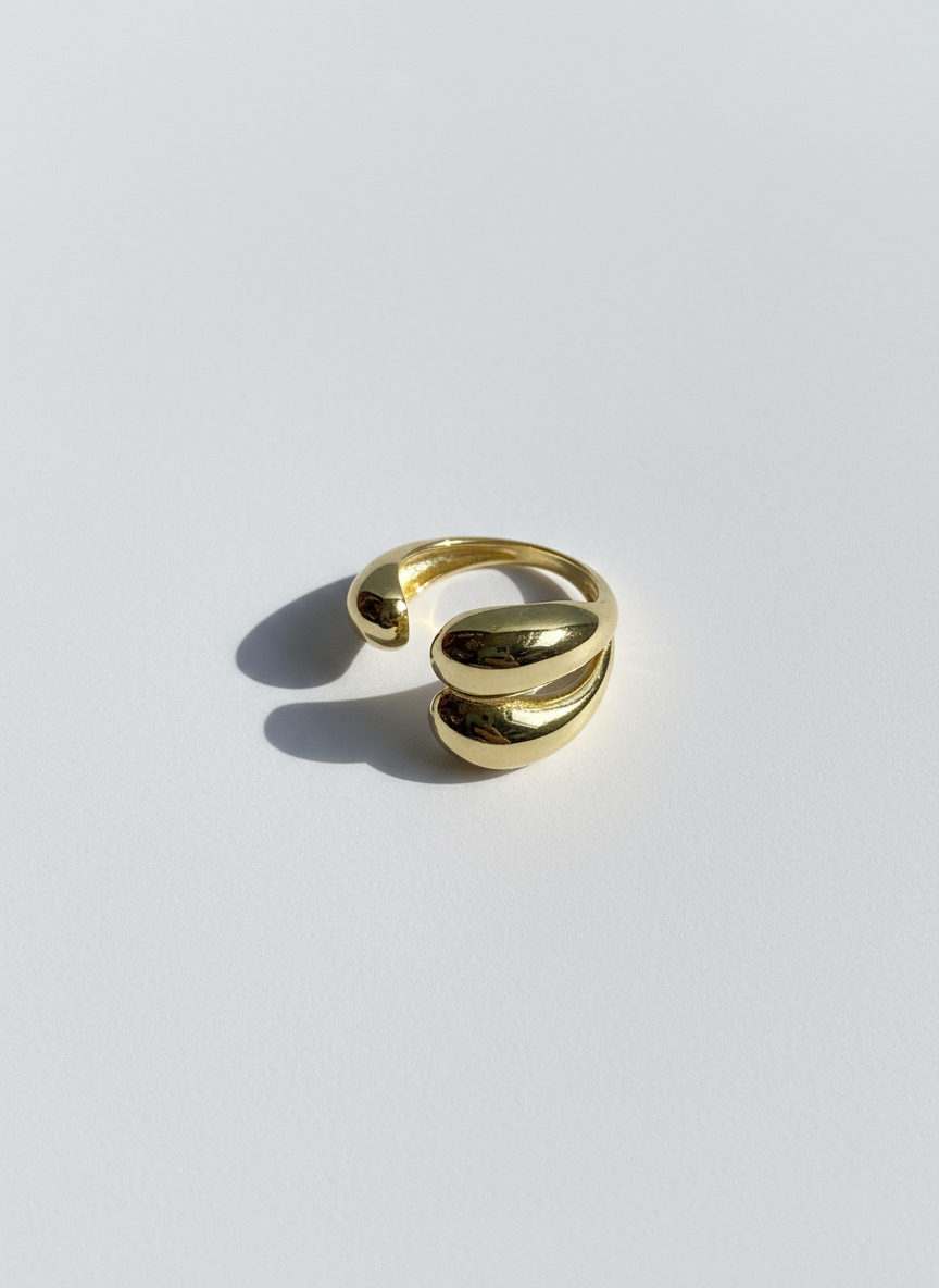 Bague LYRA en acier inoxydable plaqué or