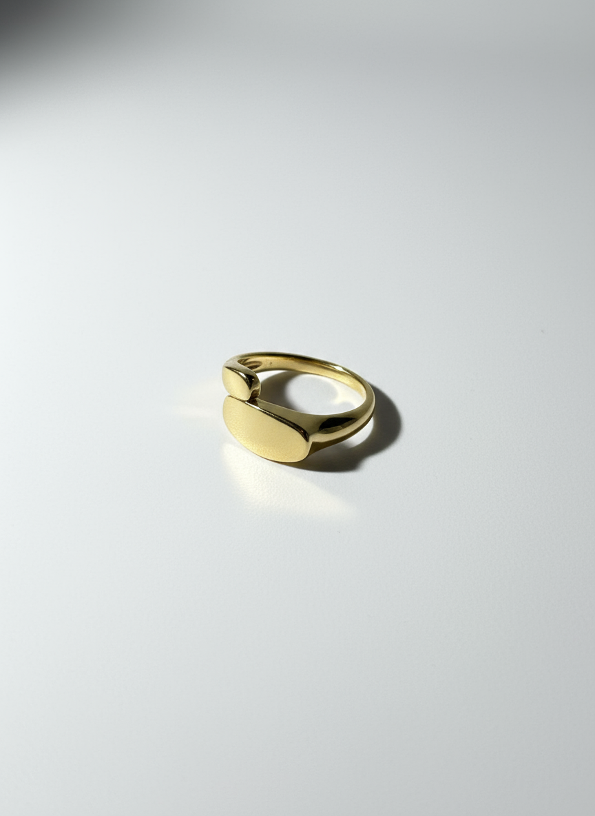 Bague EIRE en acier inoxydable plaqué or