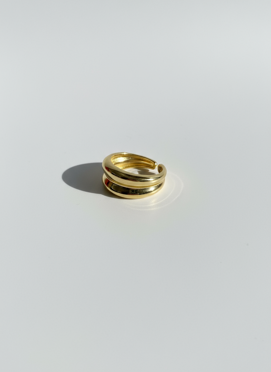 Bague RINA  en acier inoxydable plaqué or