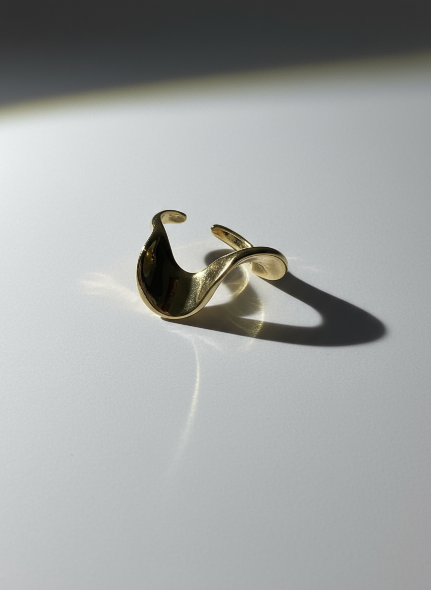 Bague NIVA en acier inoxydable plaqué or