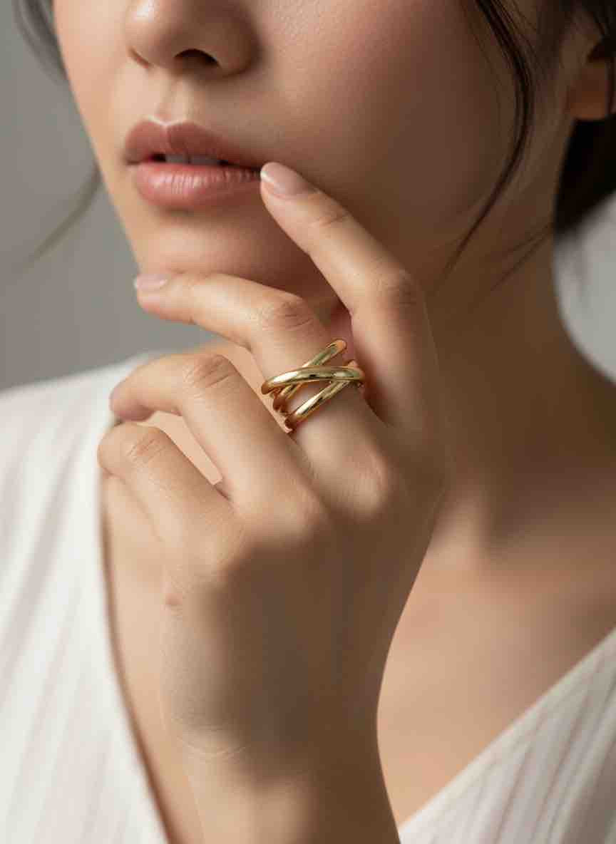 Bague VOVIA en acier inoxydable plaqué or