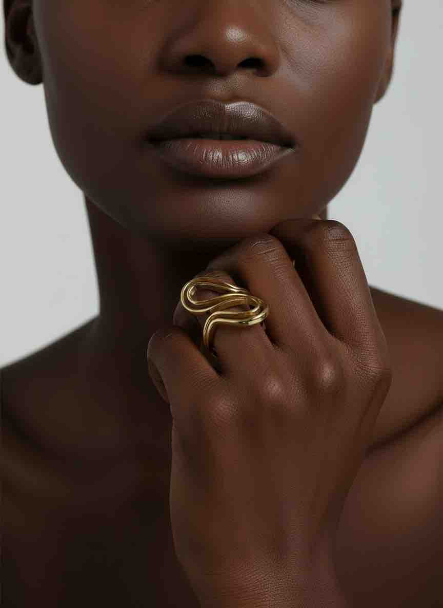 Bague FIRA en acier inoxydable plaqué or