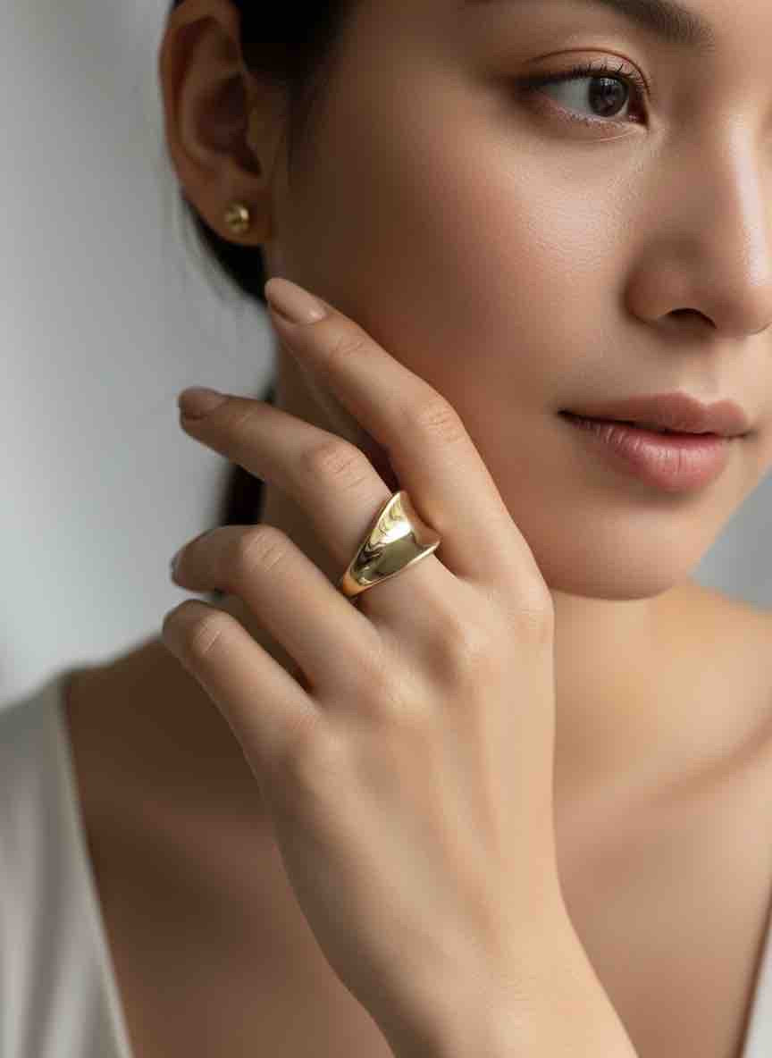 Bague DIVA en acier inoxydable plaqué or