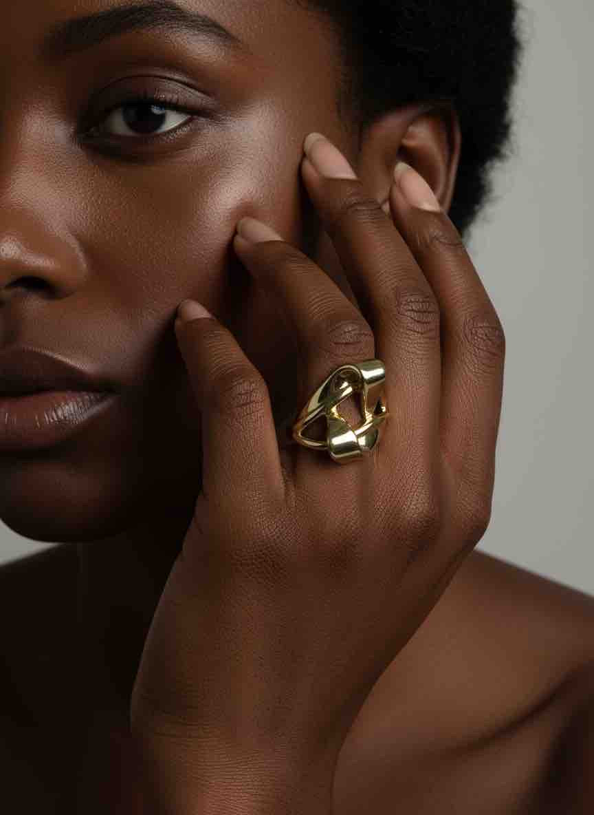 Bague LUSIA en acier inoxydable plaqué or