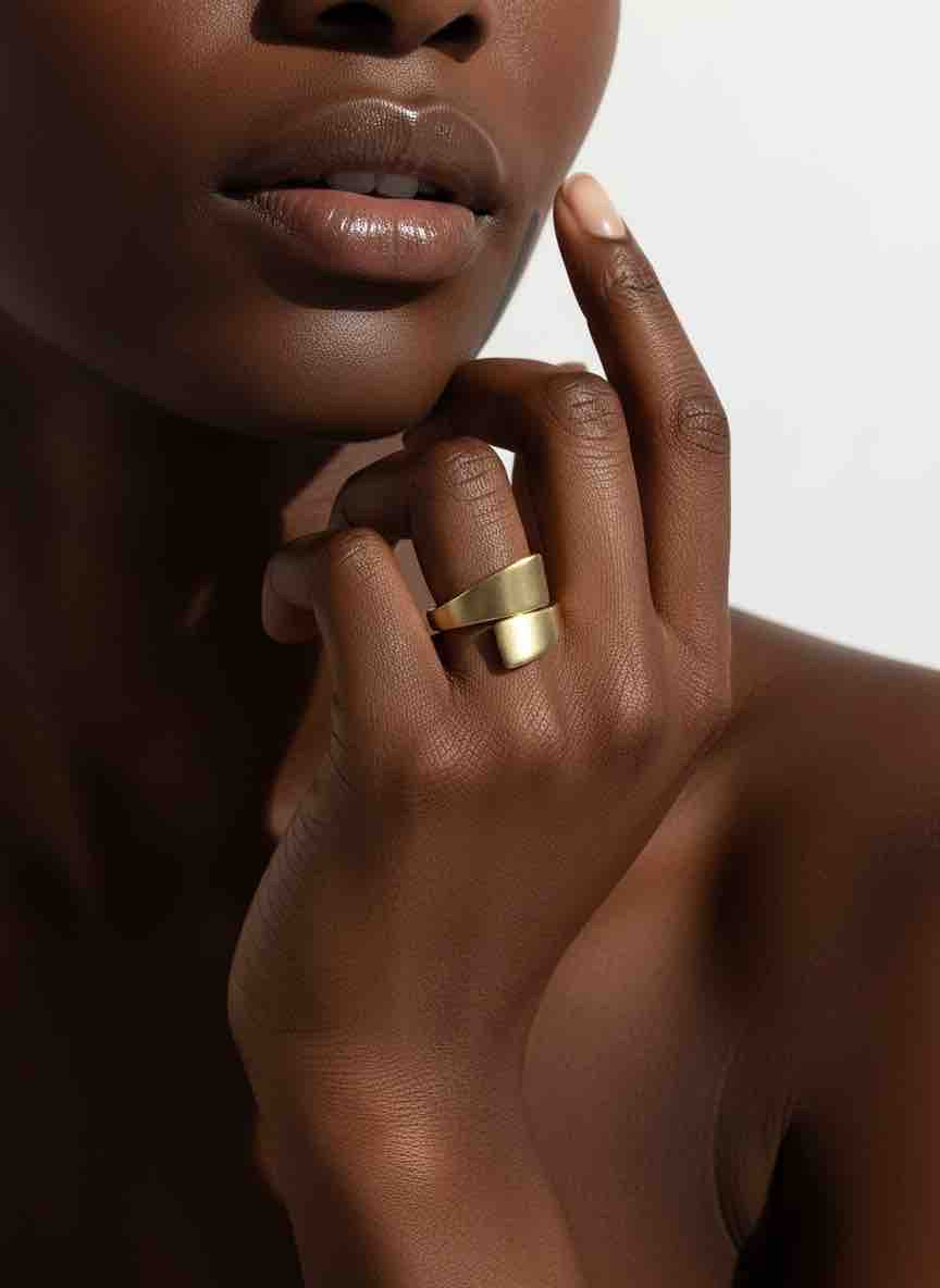 Bague SAELY en acier inoxydable plaqué or