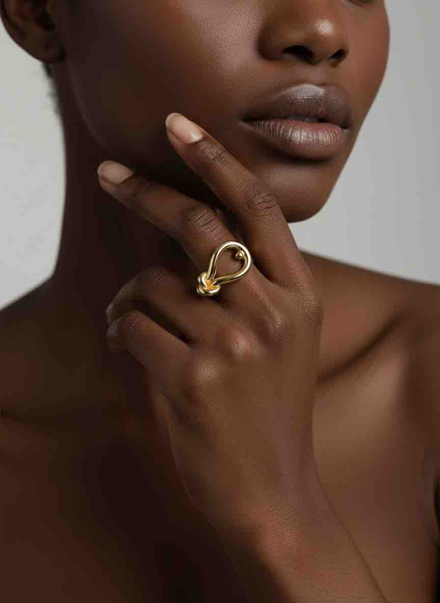 Bague RHEA en acier inoxydable plaqué or