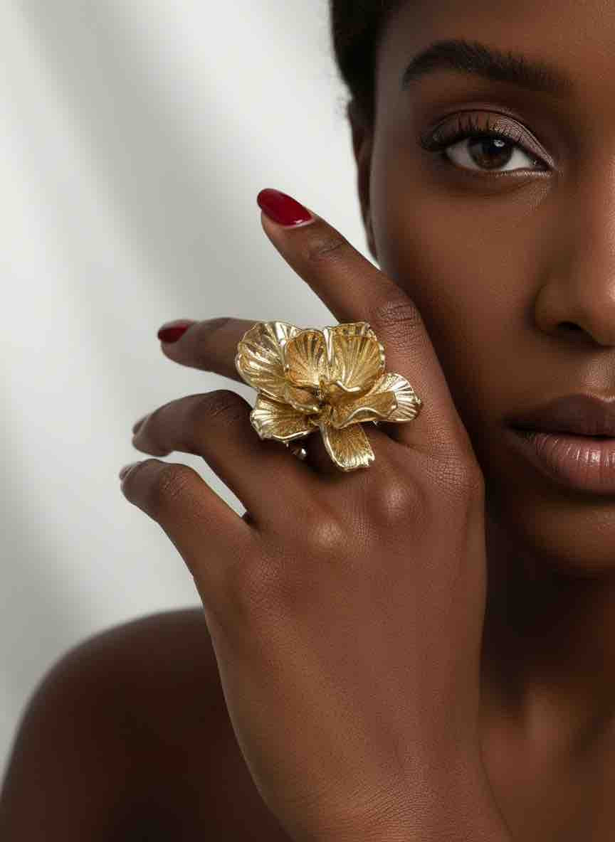 Bague AMARA en acier inoxydable plaqué or