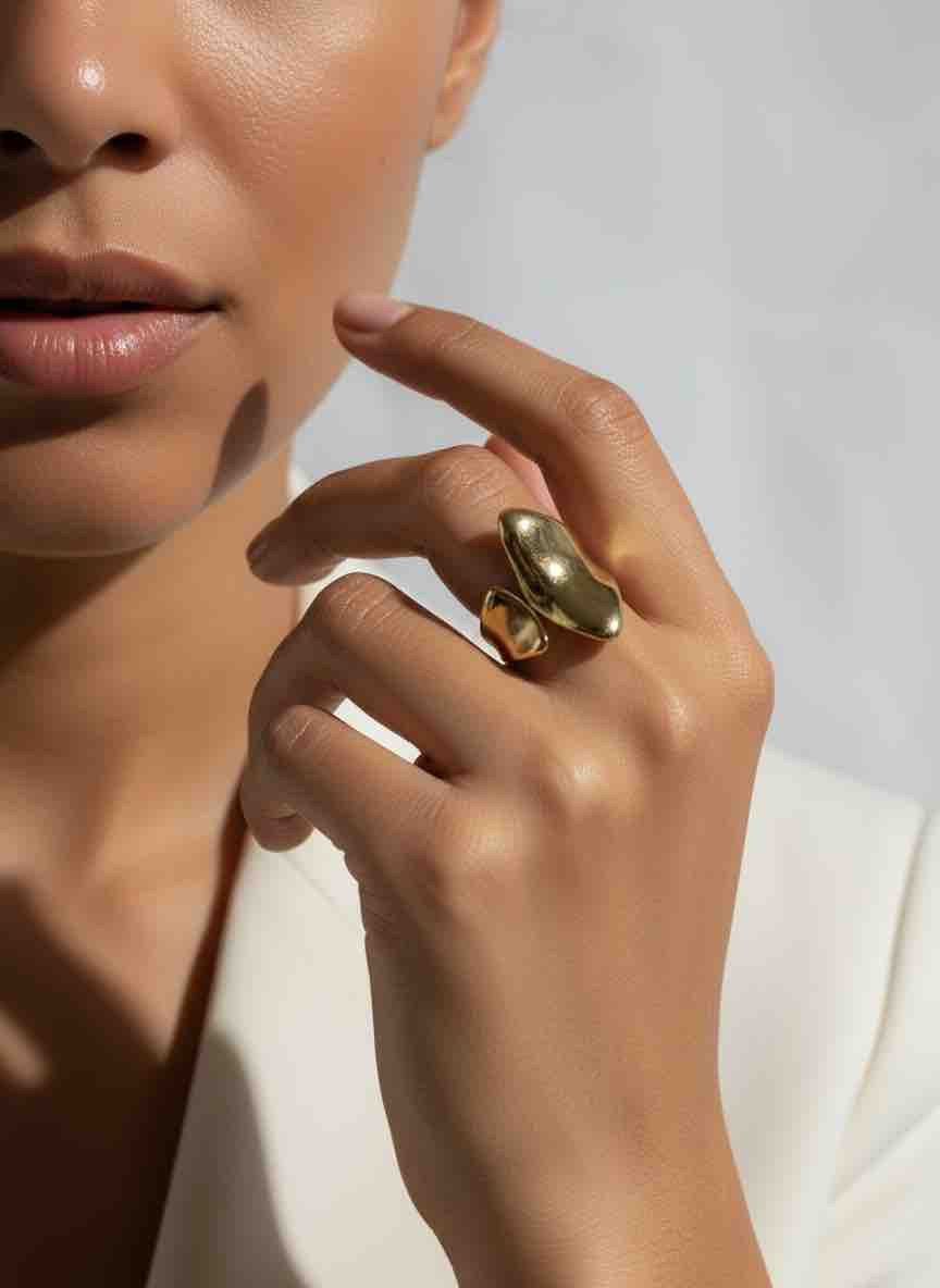 Bague CALLA en acier inoxydable plaqué or