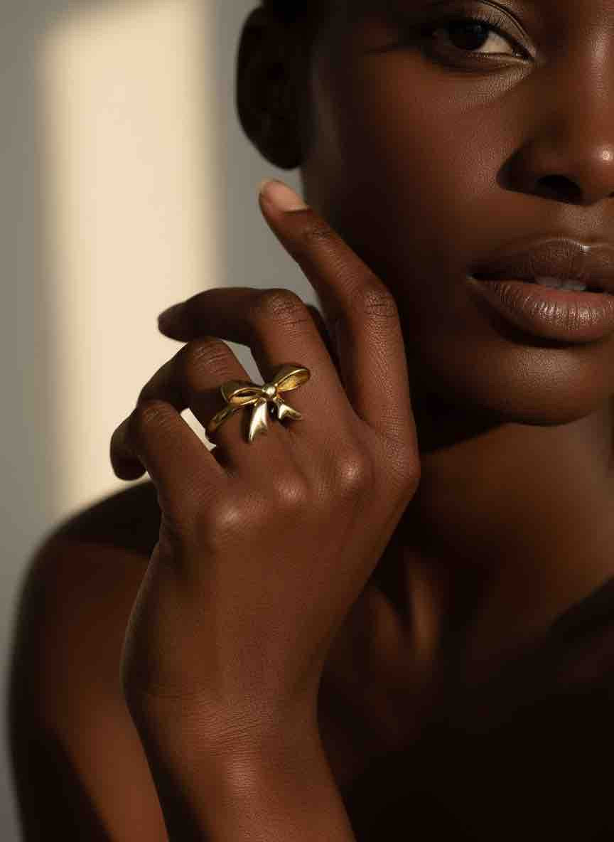 Bague KORA en acier inoxydable plaqué or