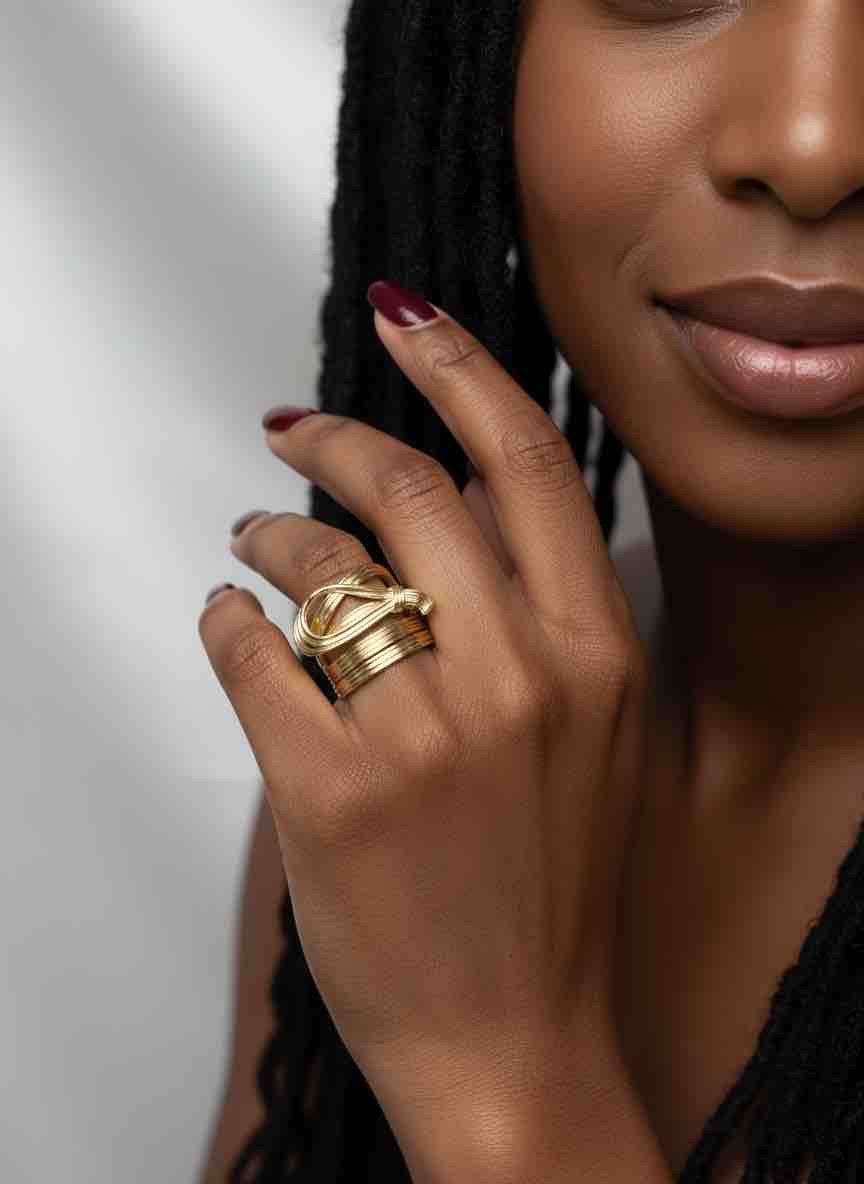 Bague NESSA en acier inoxydable plaqué or
