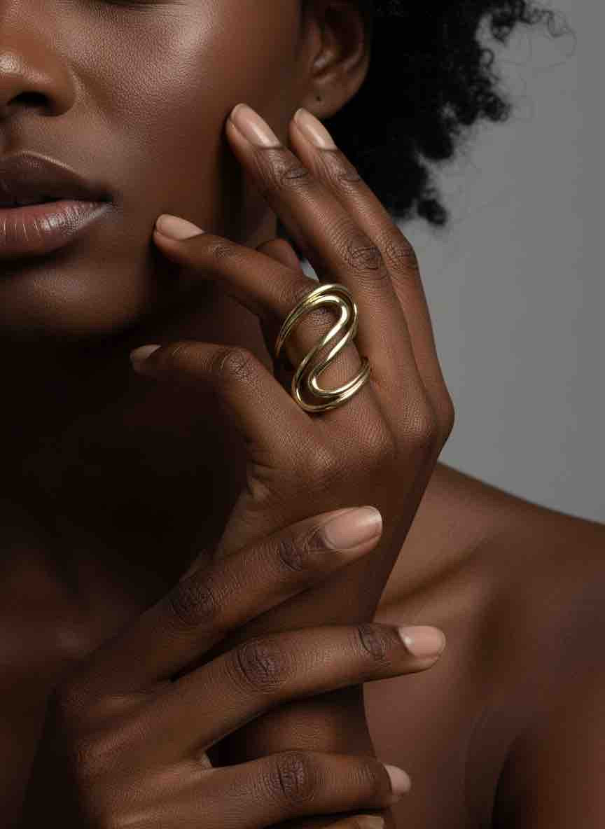 Bague MOVA en acier inoxydable plaqué or