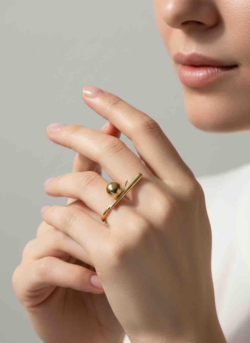 Bague SAORA en acier inoxydable plaqué or