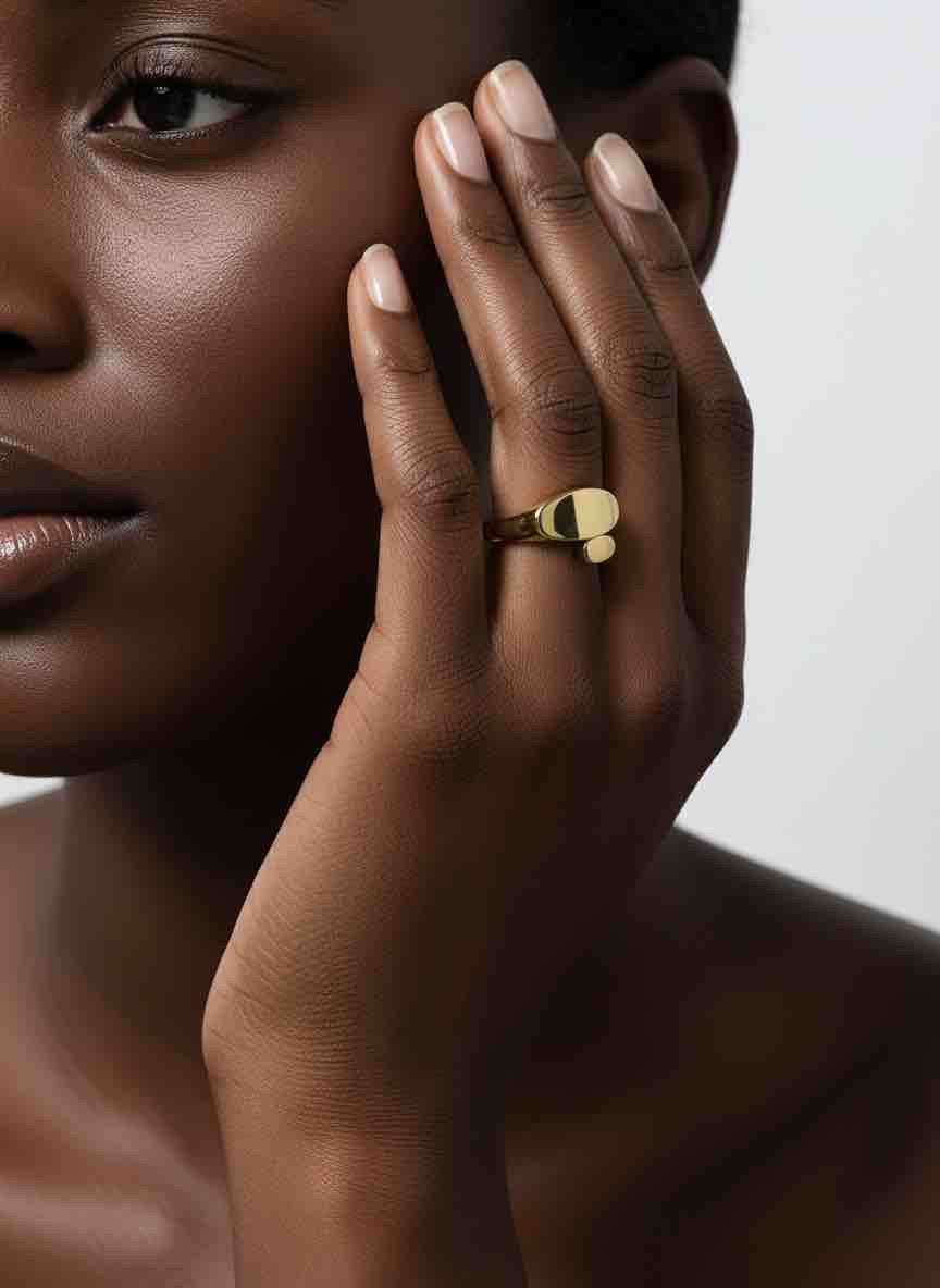 Bague EIRE en acier inoxydable plaqué or
