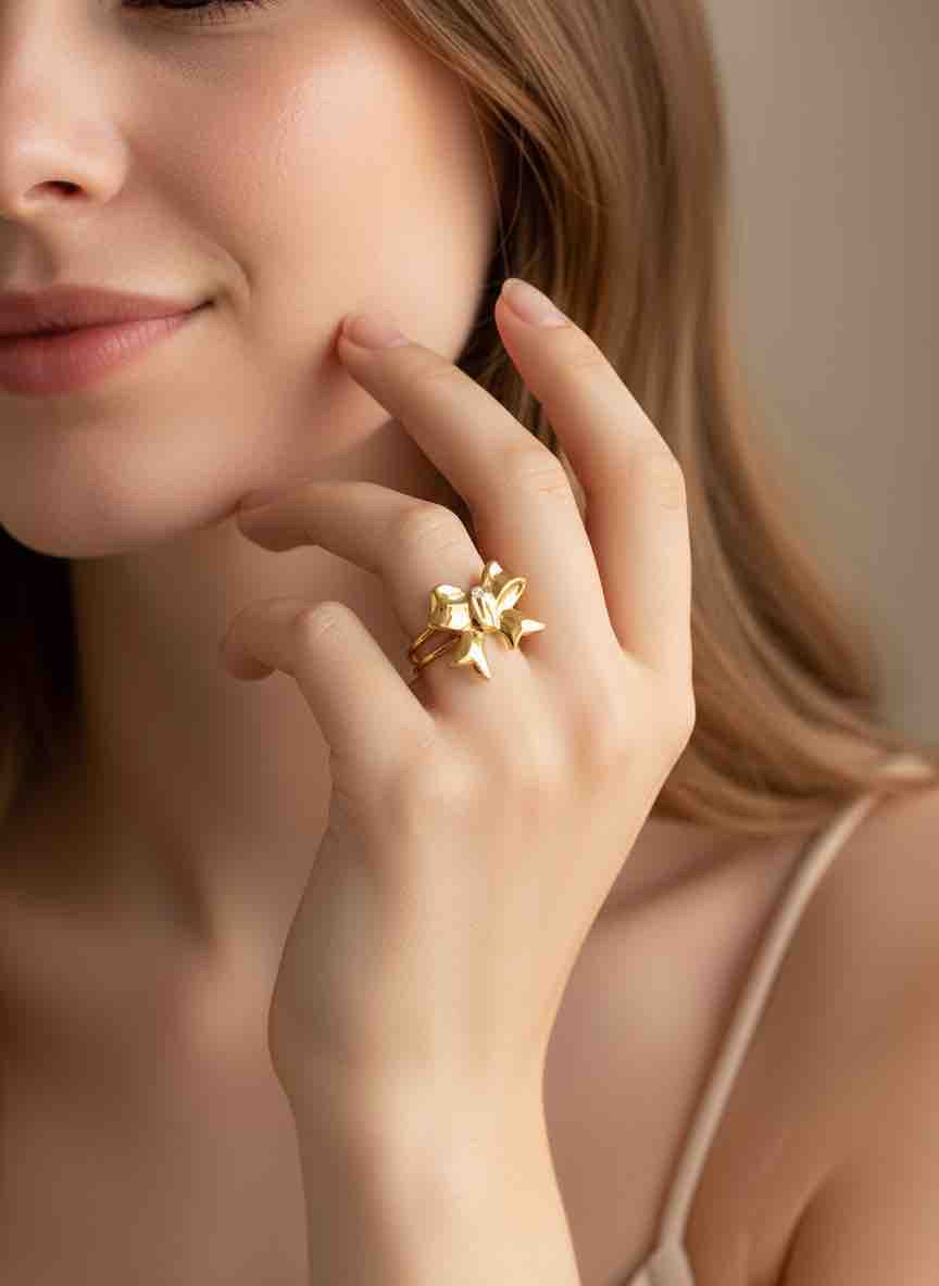 Bague ERONA en acier inoxydable plaqué or