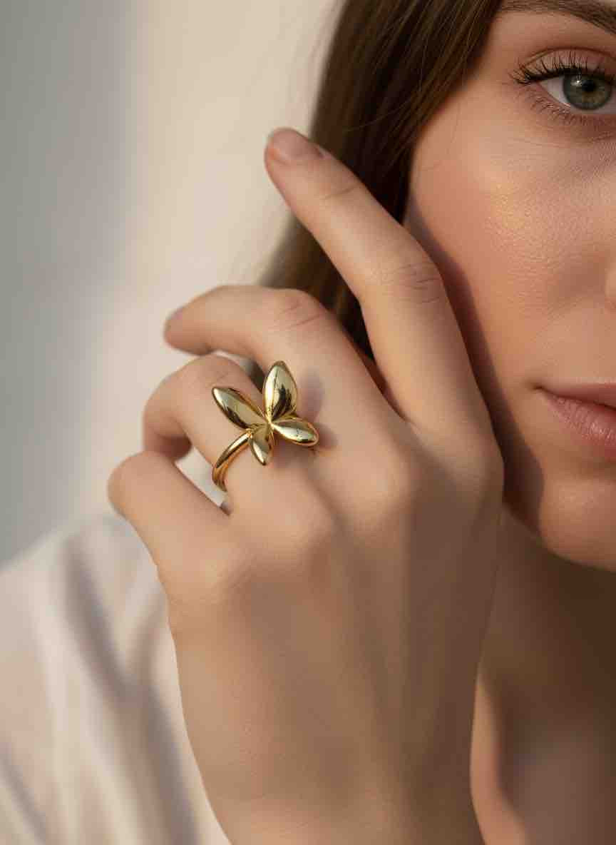Bague NYRA en acier inoxydable plaqué or