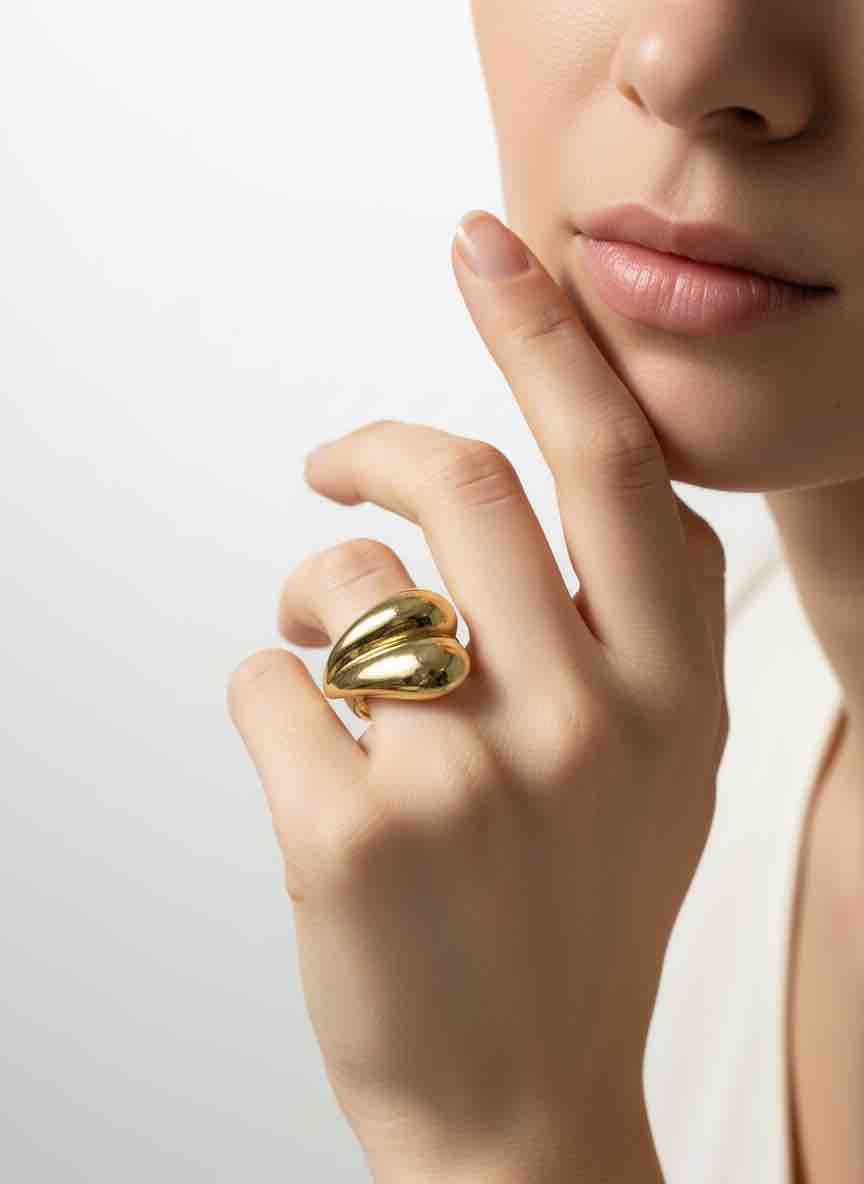 Bague ILONA en acier inoxydable plaqué or