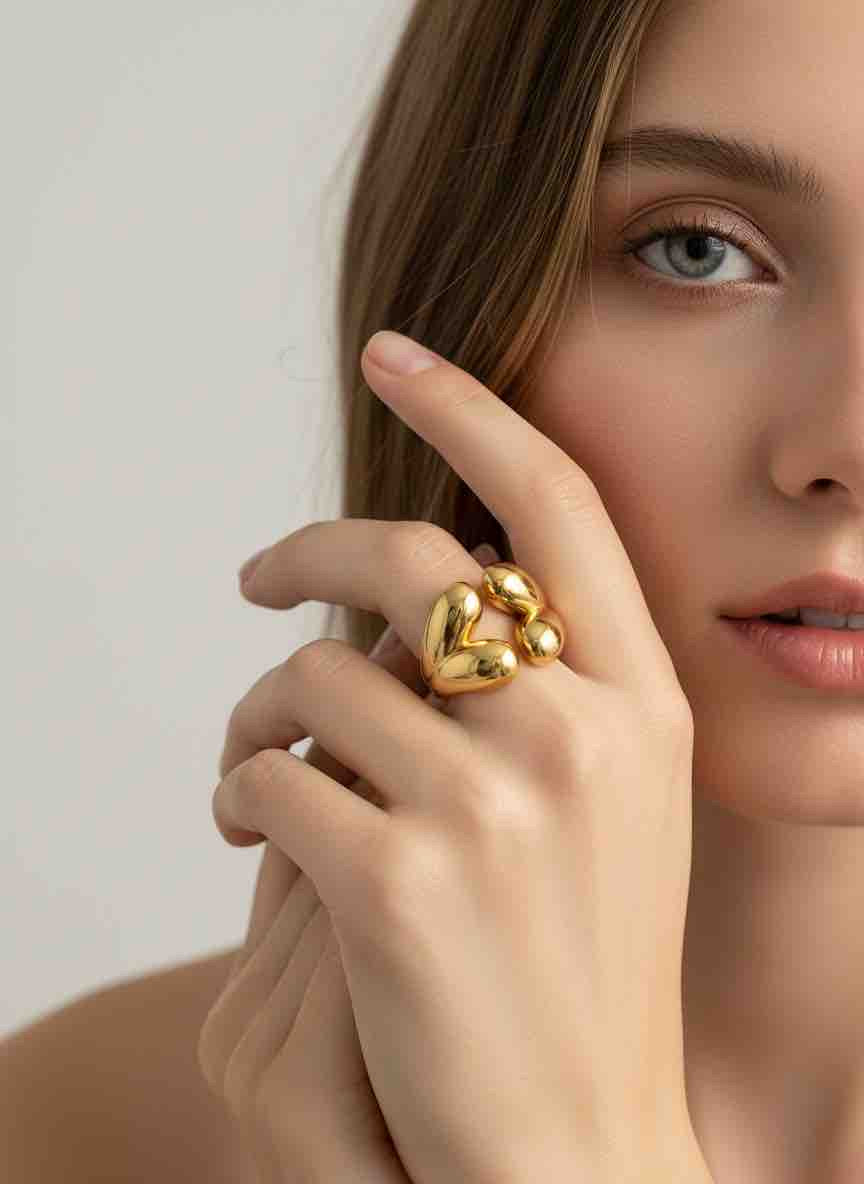 Bague LIOR en acier inoxydable plaqué or