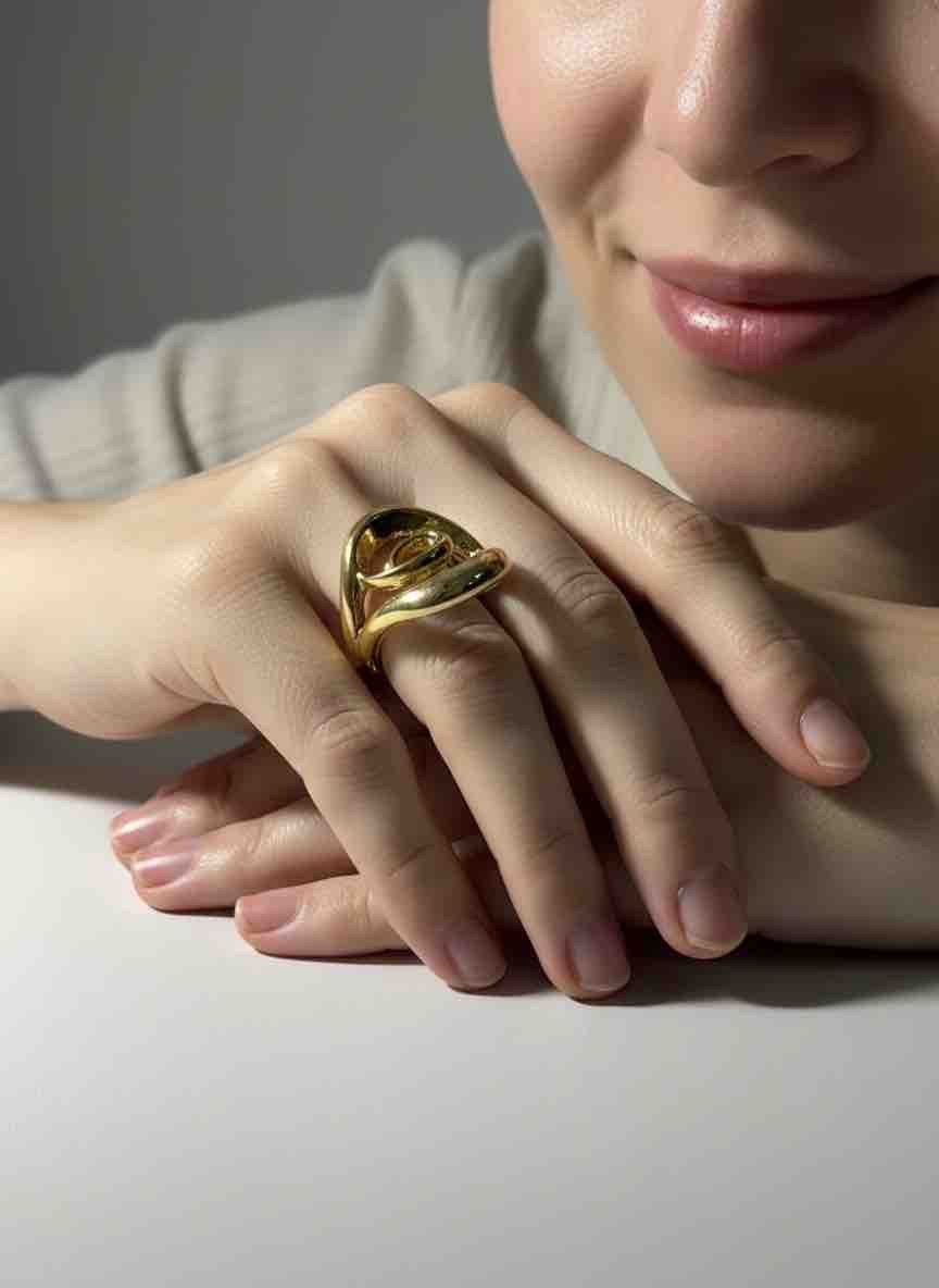 Bague ELUNE en acier inoxydable plaqué or
