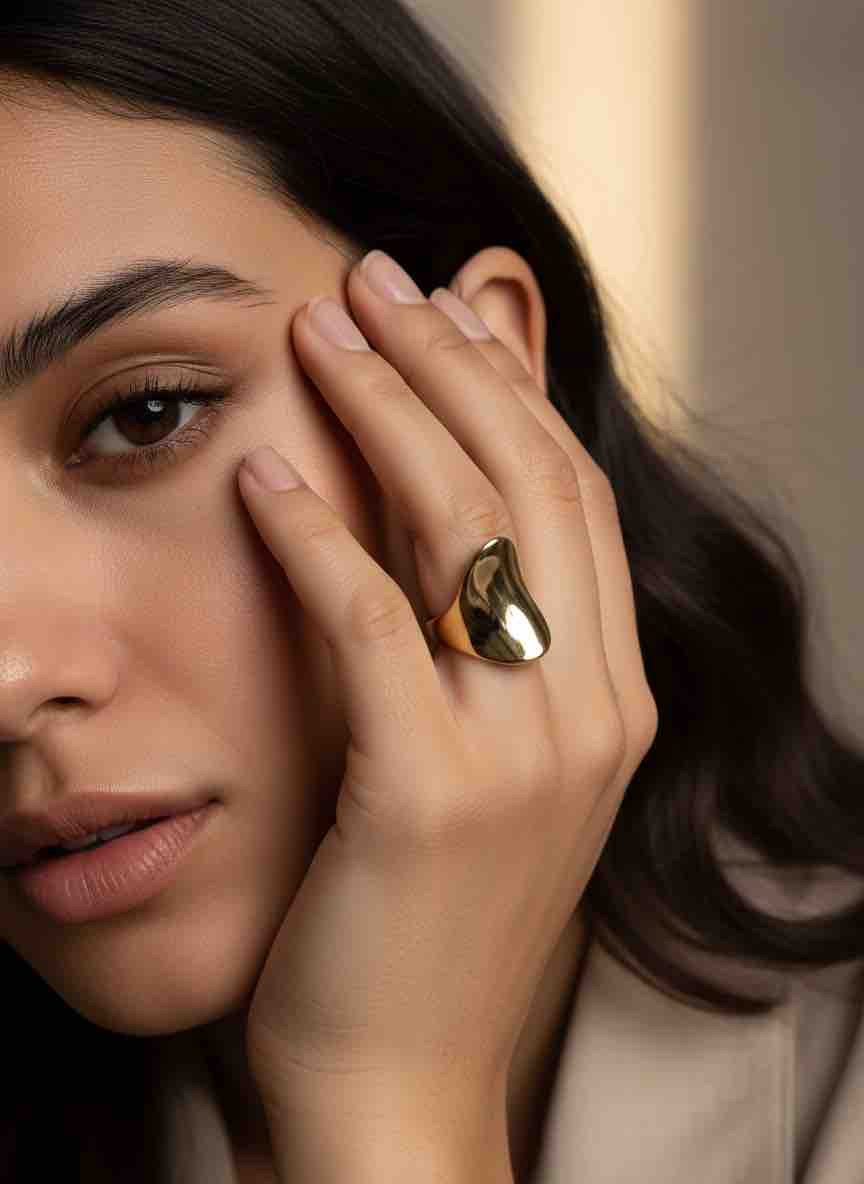 Bague ILIA en acier inoxydable plaqué or