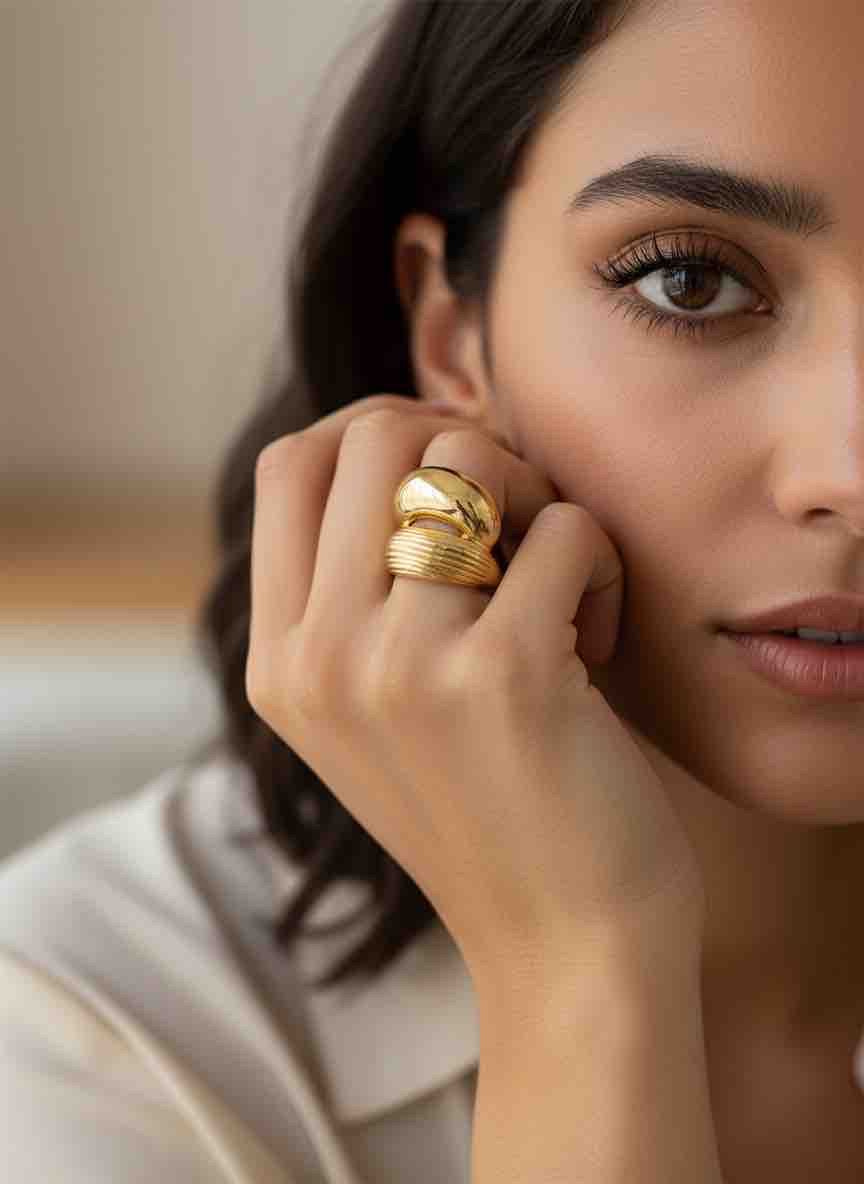 Bague AURORE en acier inoxydable plaqué or