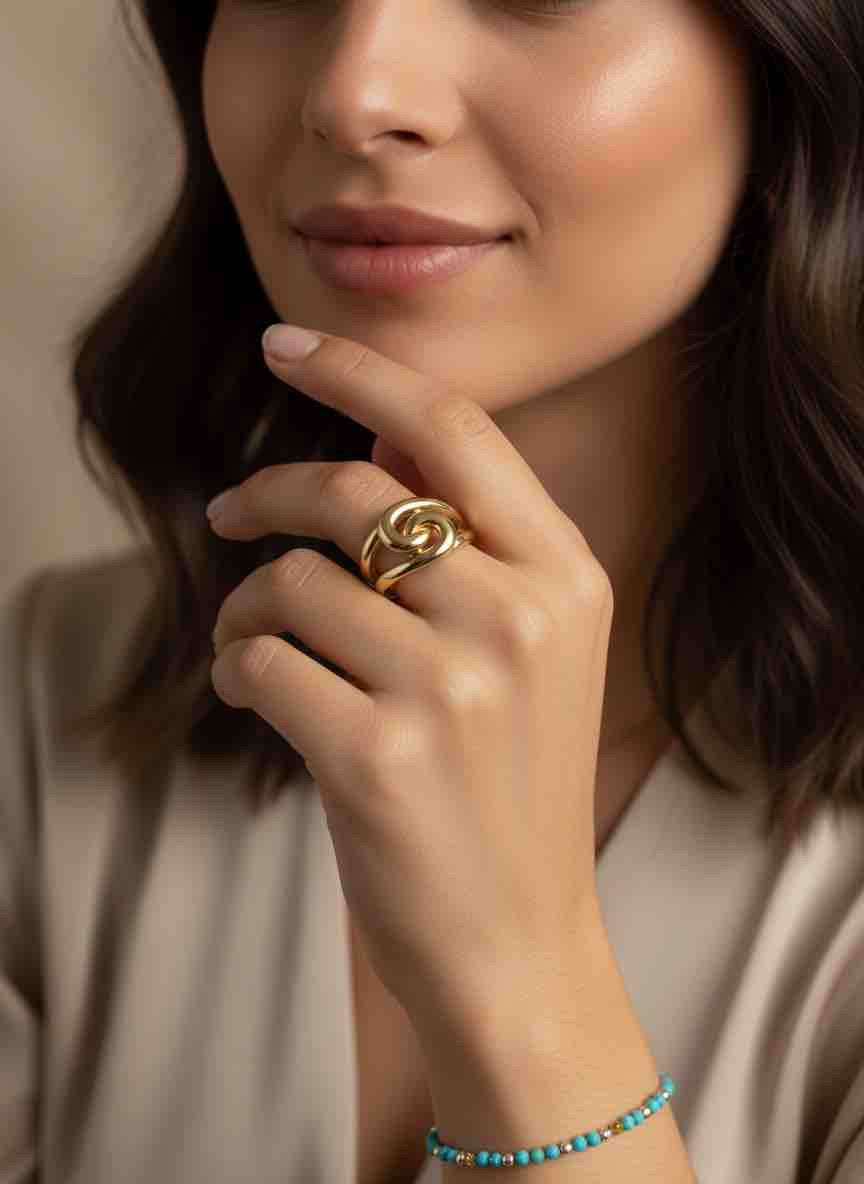 Bague VANYA en acier inoxydable plaqué or