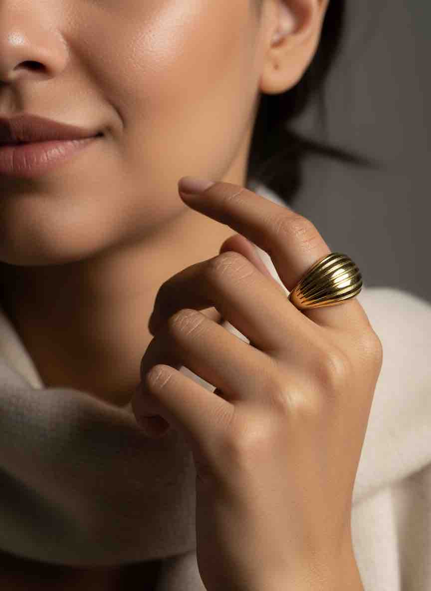 Bague AMIRA en acier inoxydable plaqué or