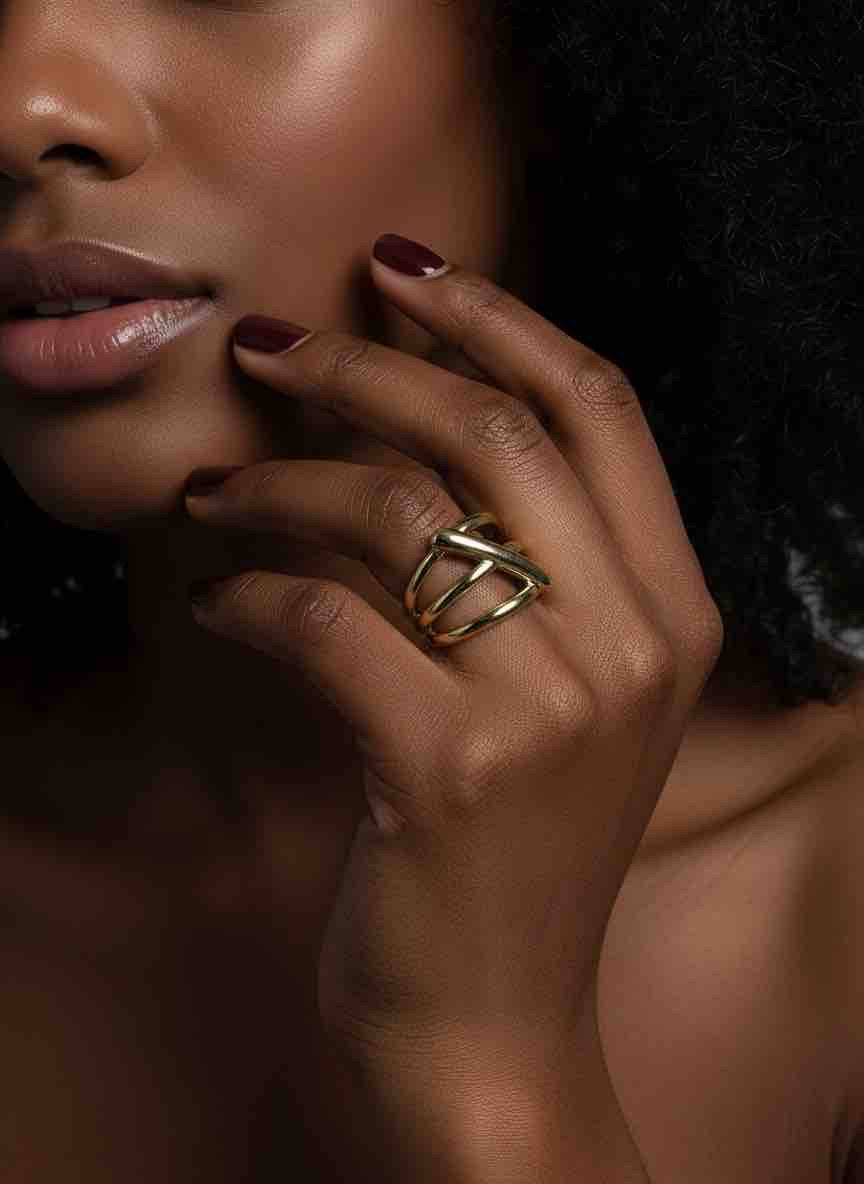 Bague ELÉA en acier inoxydable plaqué or