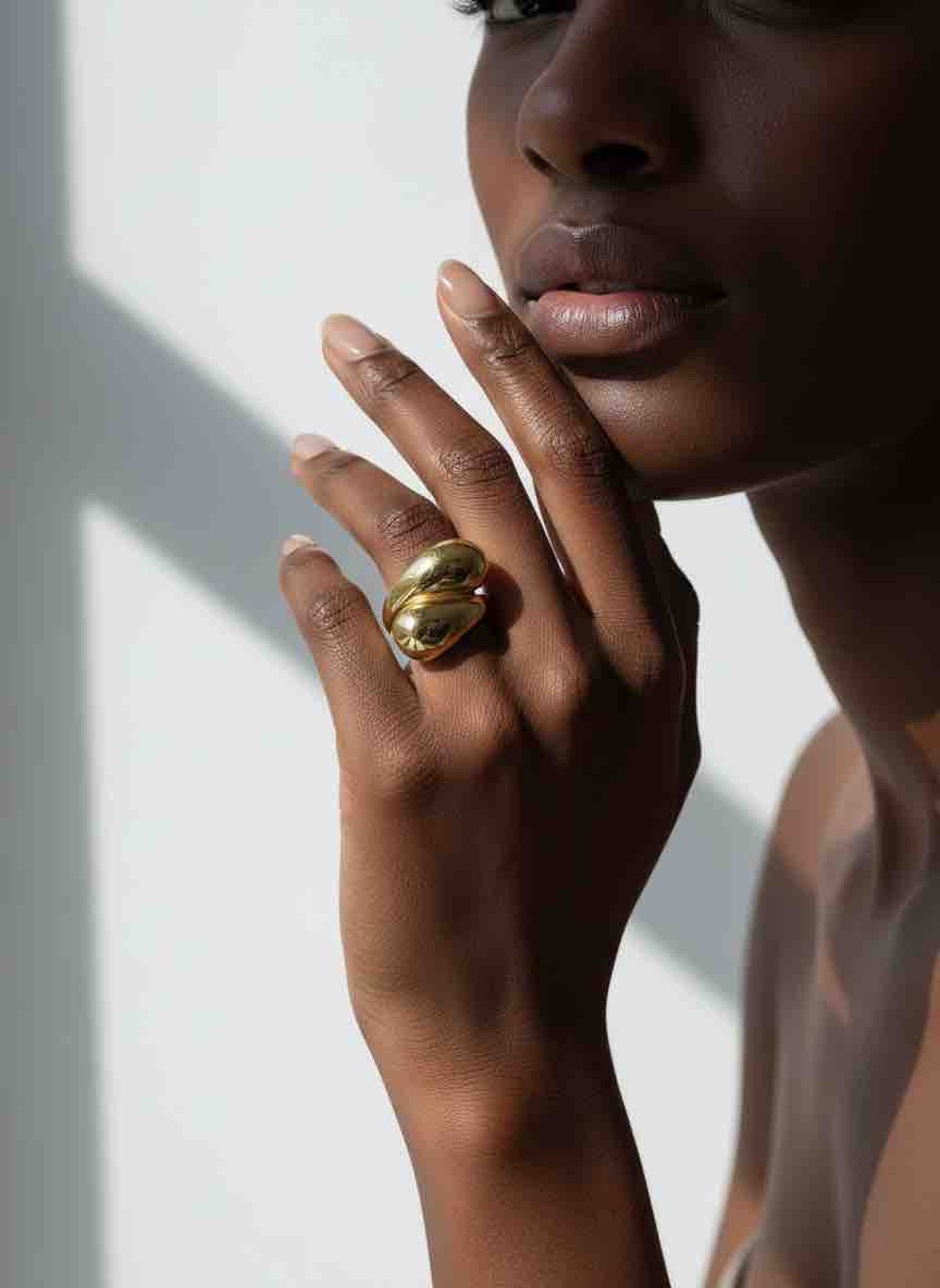 Bague NAIA en acier inoxydable plaqué or