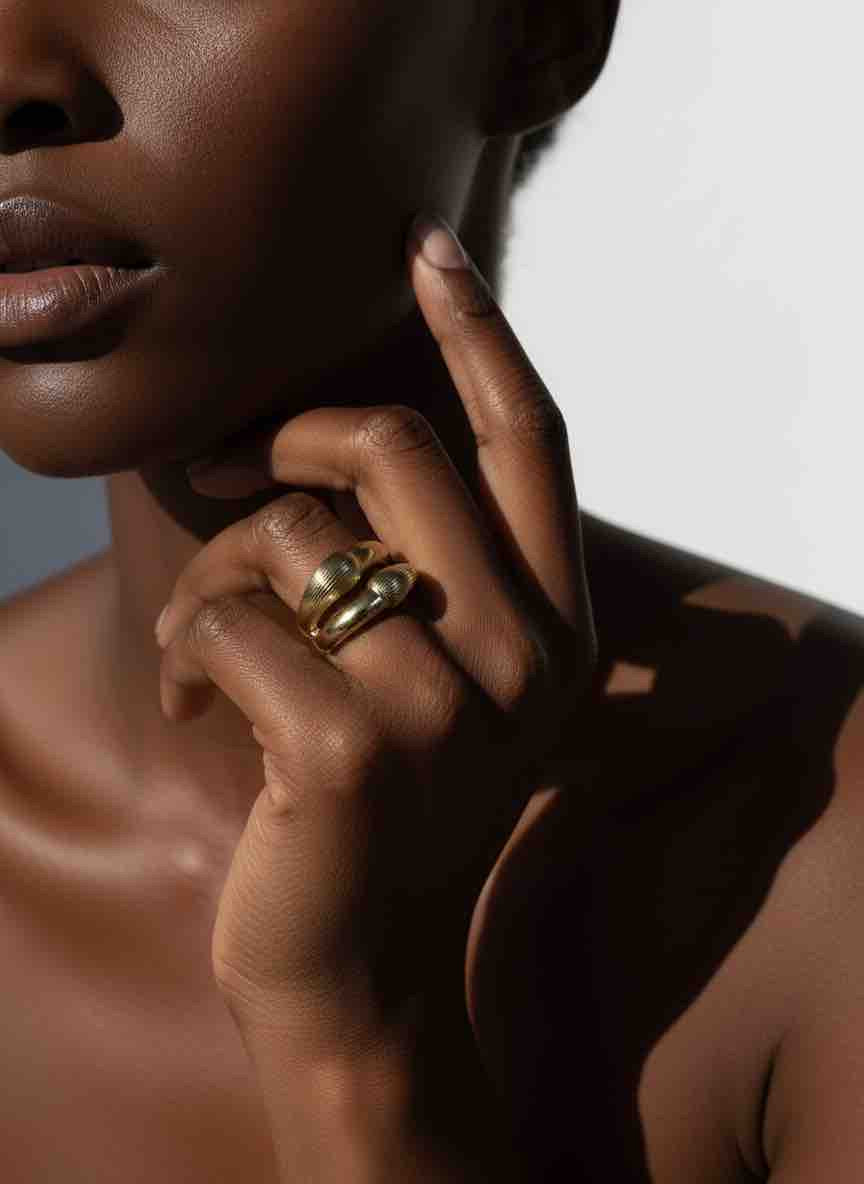 Bague NOAÉ en acier inoxydable plaqué or