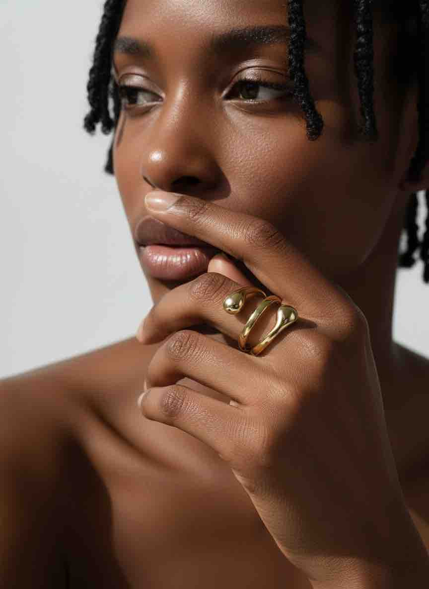 Bague EMY en acier inoxydable plaqué or