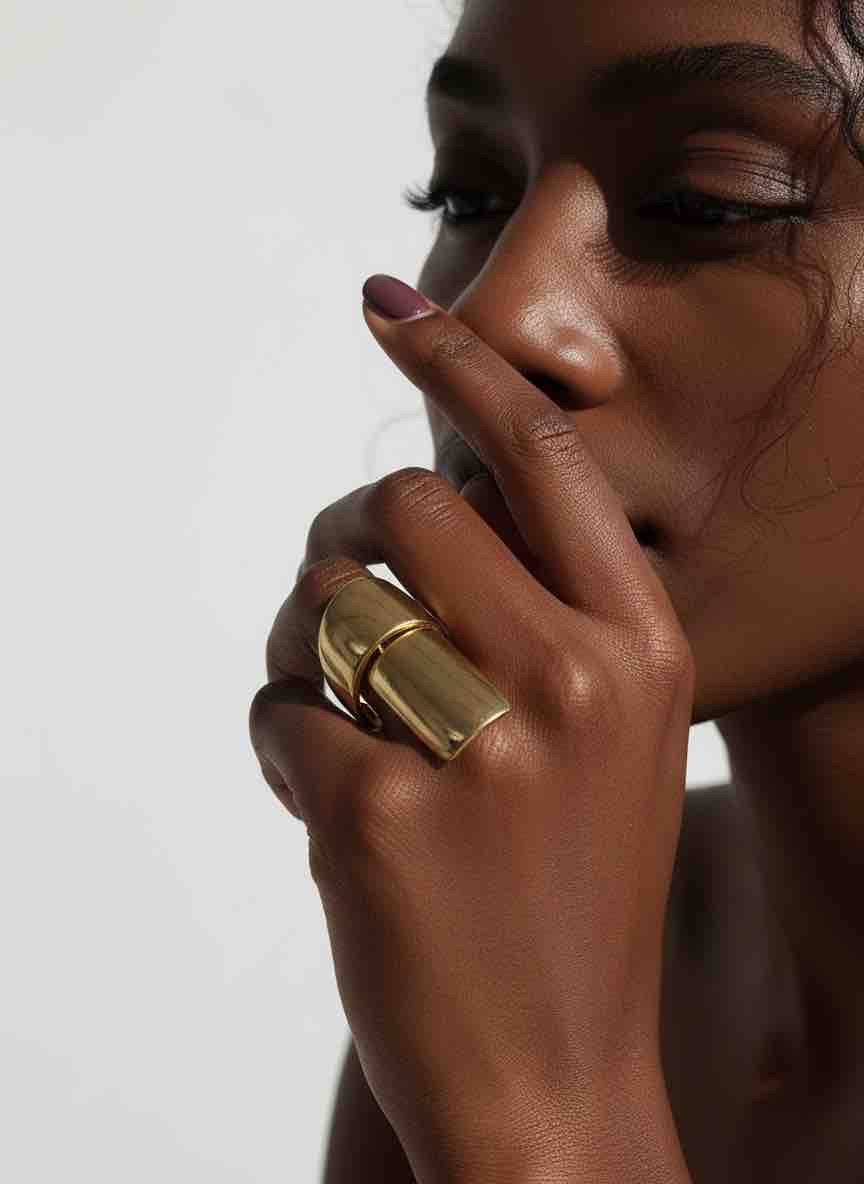 Bague OLYMPE en acier inoxydable plaqué or