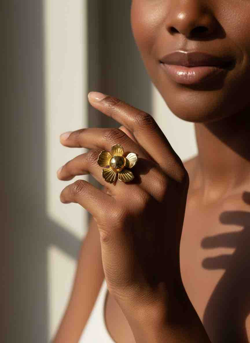Bague LYNA en acier inoxydable plaqué or