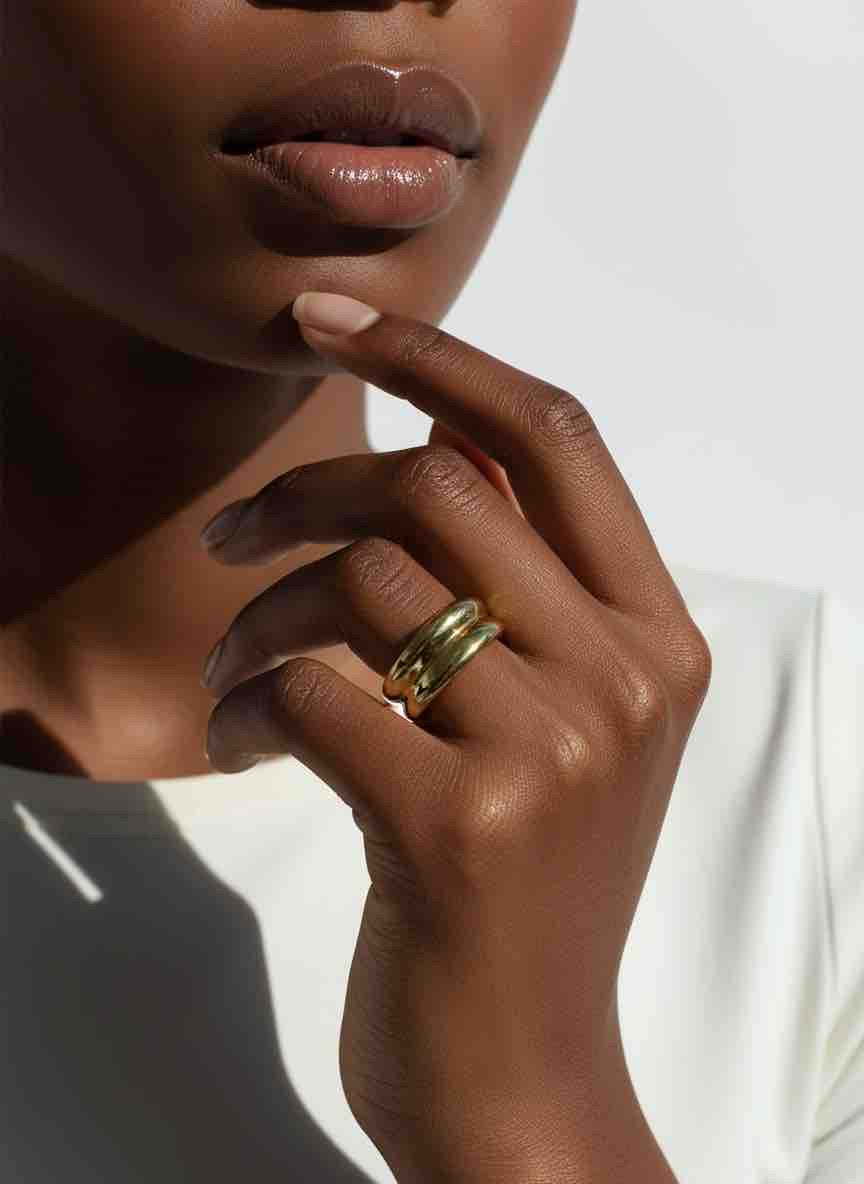 Bague RINA  en acier inoxydable plaqué or